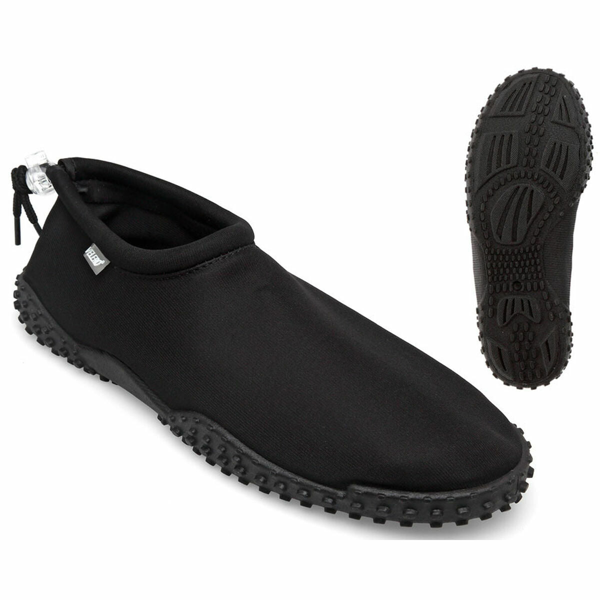 Unisex black rubber slippers for adults, ideal for outdoor adventures and camping, available at revlando.com.