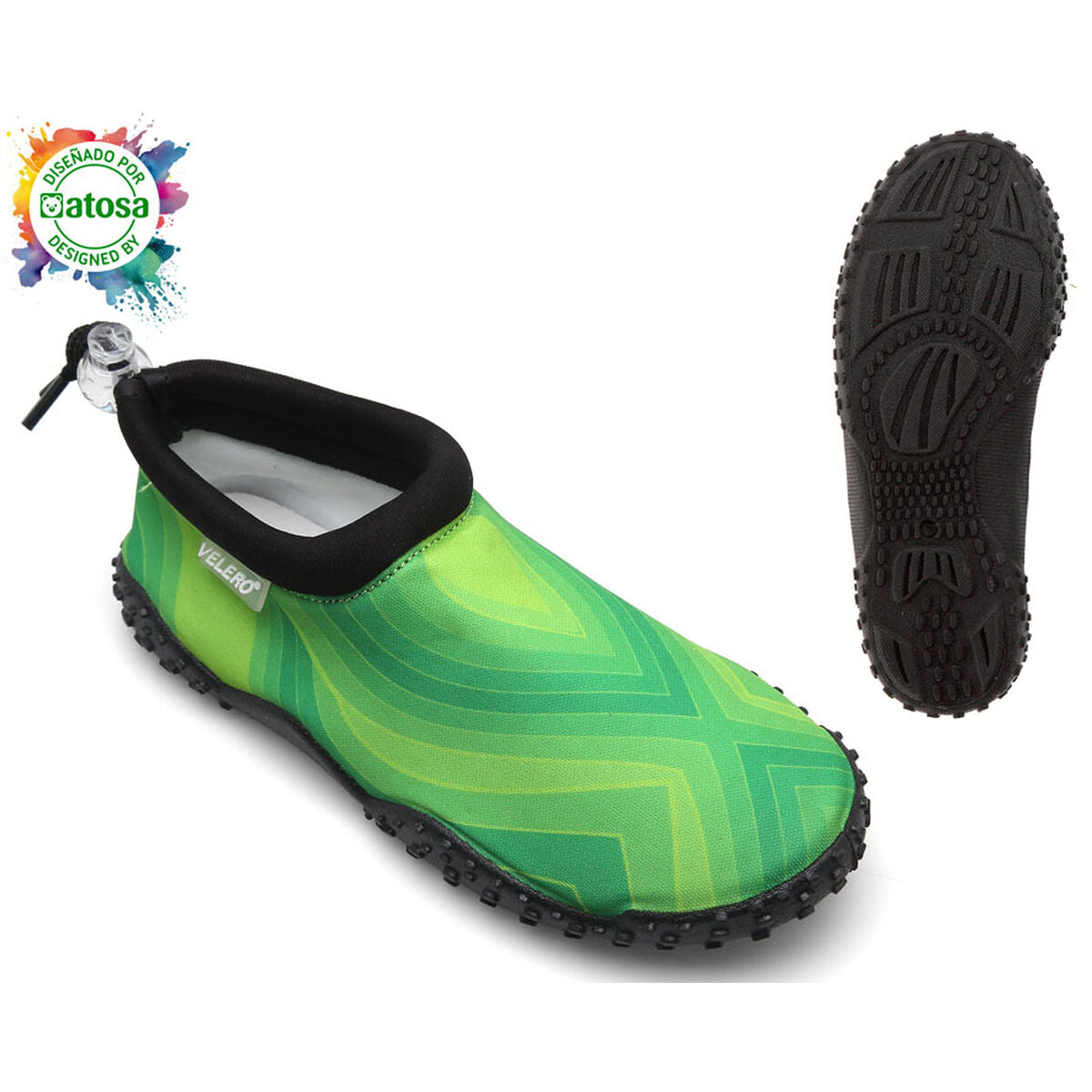 Children's green rubber socks for outdoor adventure and camping, perfect for kids at revlando.com.