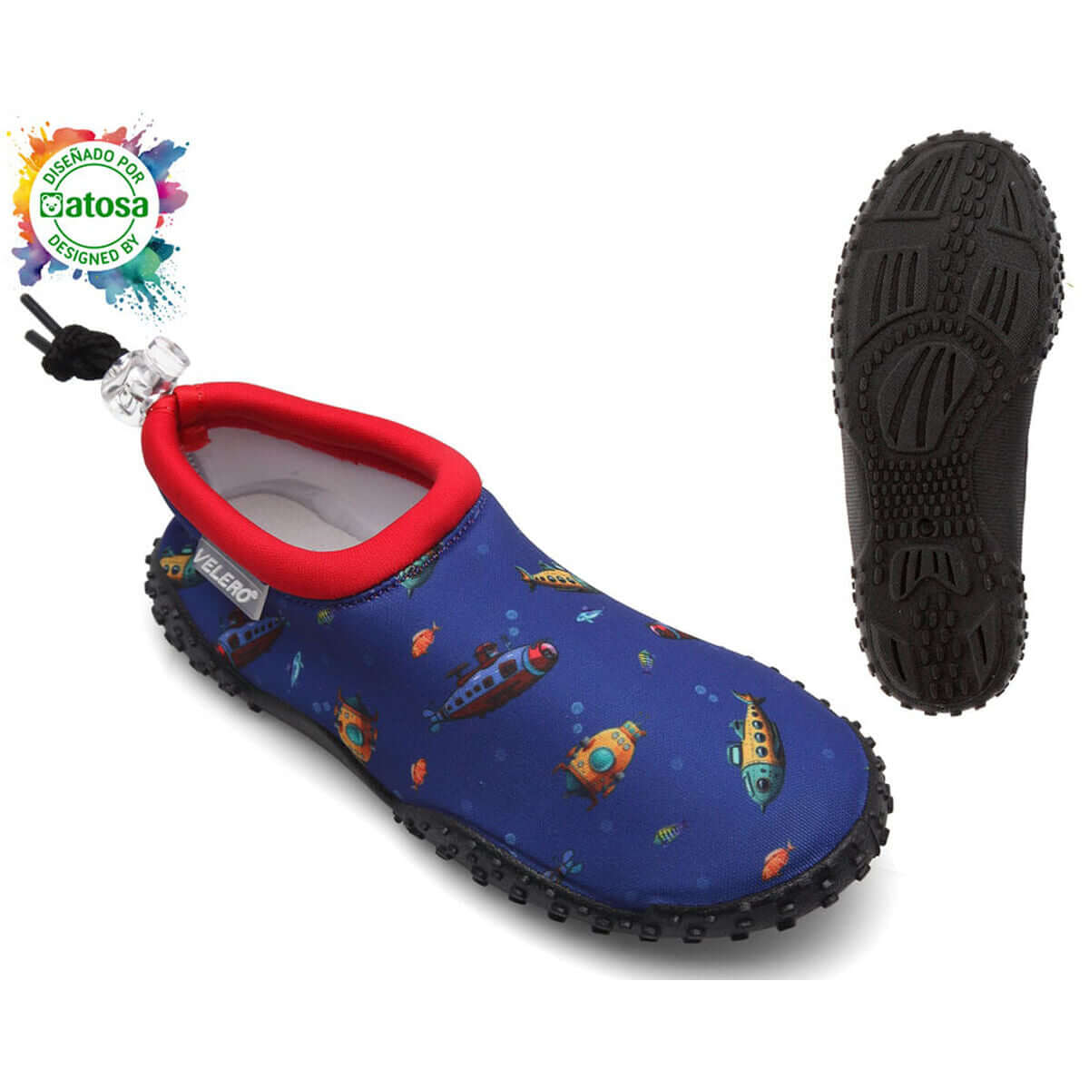 Children's navy blue submarine socks for outdoor adventures, perfect for camping and active kids. Available at revlando.com
