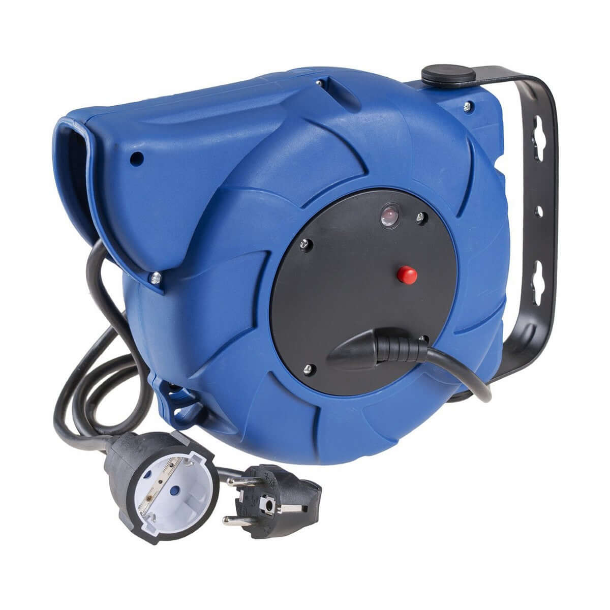 Extension Lead Solera in blue/black for outdoor and camping use, featuring wall mounting and 16m cable.