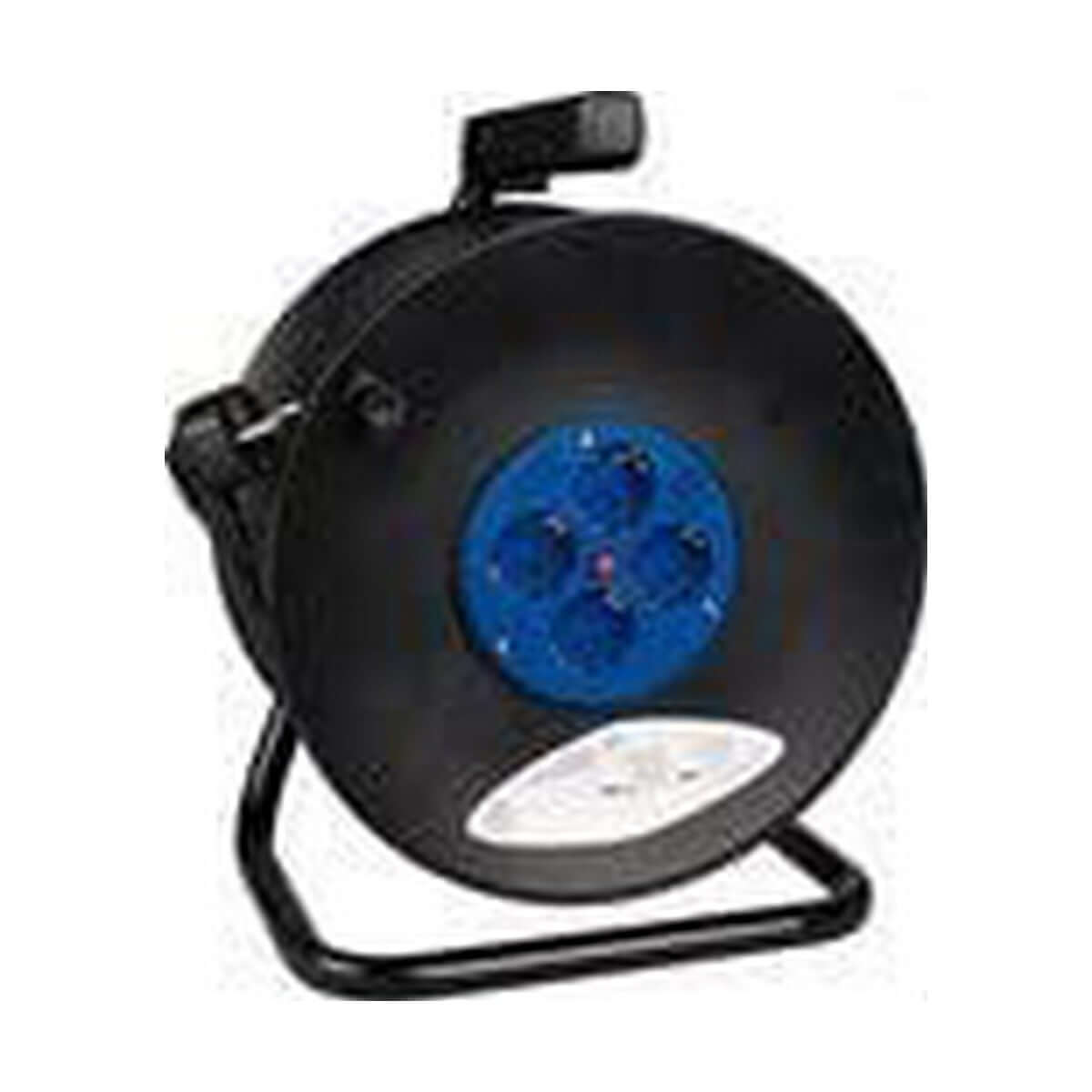 Extension Lead Solera in black and blue, ideal for outdoor camping adventures, featuring 4 plugs and durable design.