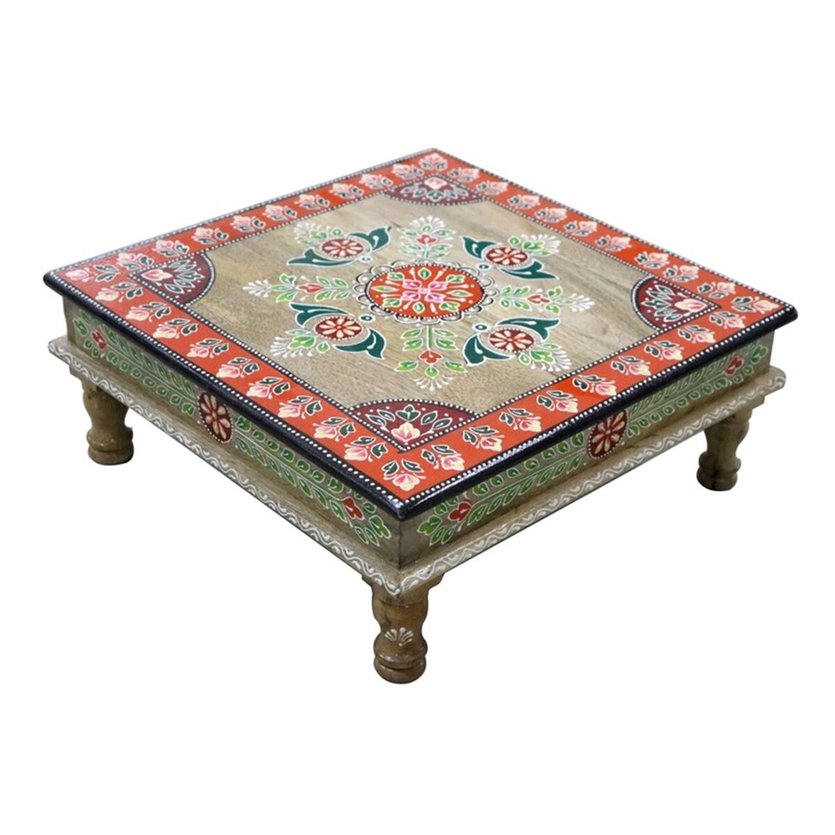 Side table DKD Home Decor Multicolour Wood Mango wood MDF Wood 40 x 40 x 15 cm 41 x 40,5 x 16 cm-0