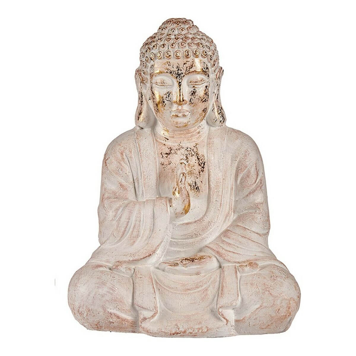 Decorative Garden Figure Ibergarden CC20412 White Golden Polyresin 23,5 x 49 x 36 cm Buddha-0