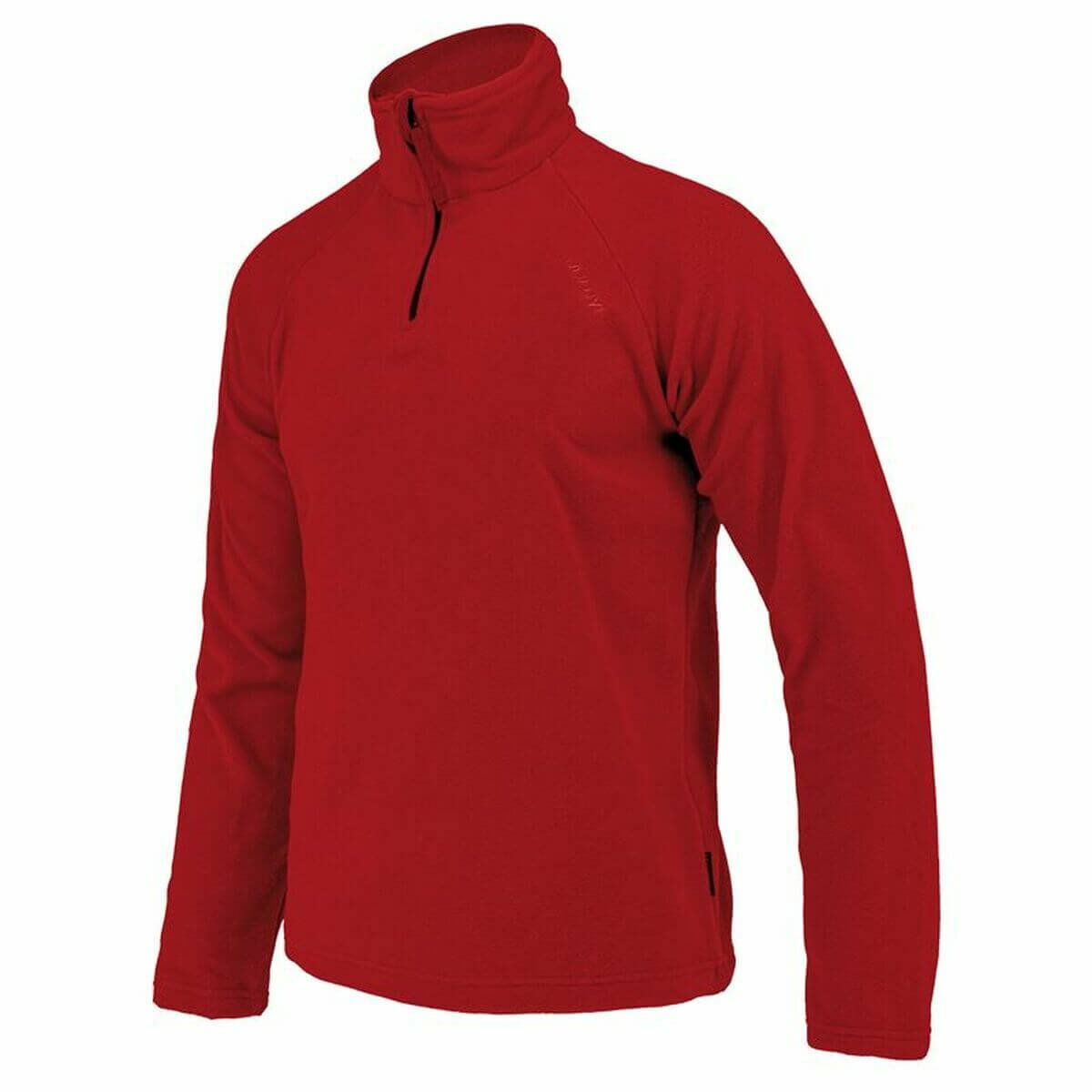 Red fleece lining half zip sweater for children, perfect for outdoor adventures and camping at revlando.com.