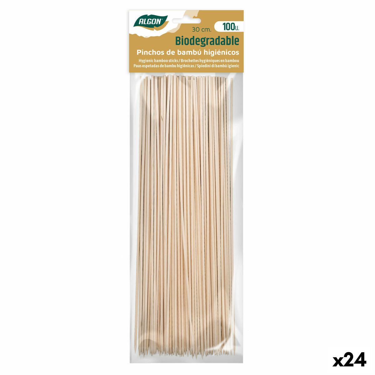 Barbecue Skewer Set Algon Bamboo 300 x 2,5 x 30 mm (100 Pieces) (24 Units)-0