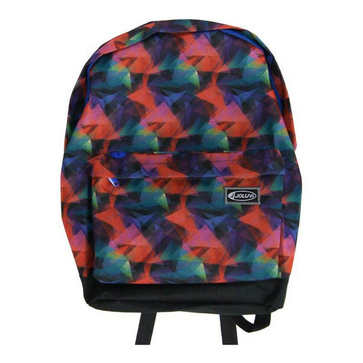 Casual Joluvi Prints Backpack in vibrant red and geometric patterns, perfect for outdoor adventures and camping.