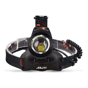 LED Head Torch Joluvi 236448 in black, perfect for outdoor adventures and camping, adjustable angle and USB rechargeable.