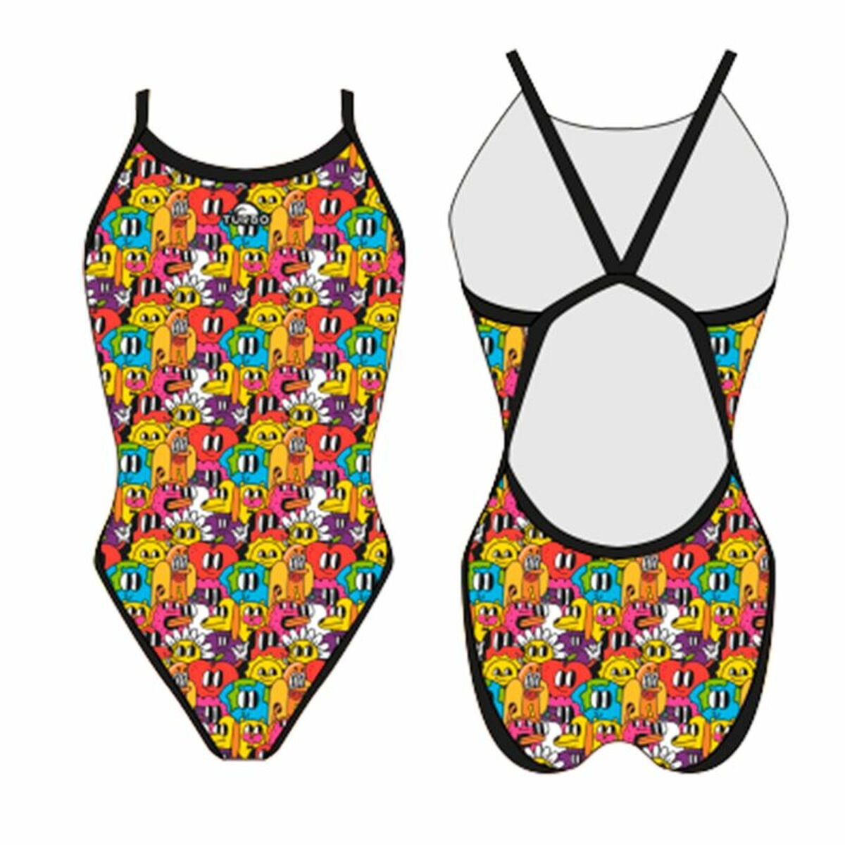 Women’s Bathing Costume Turbo 'Revolution' Fun-Comic Yellow, ideal for outdoor adventures and camping from revlando.com.