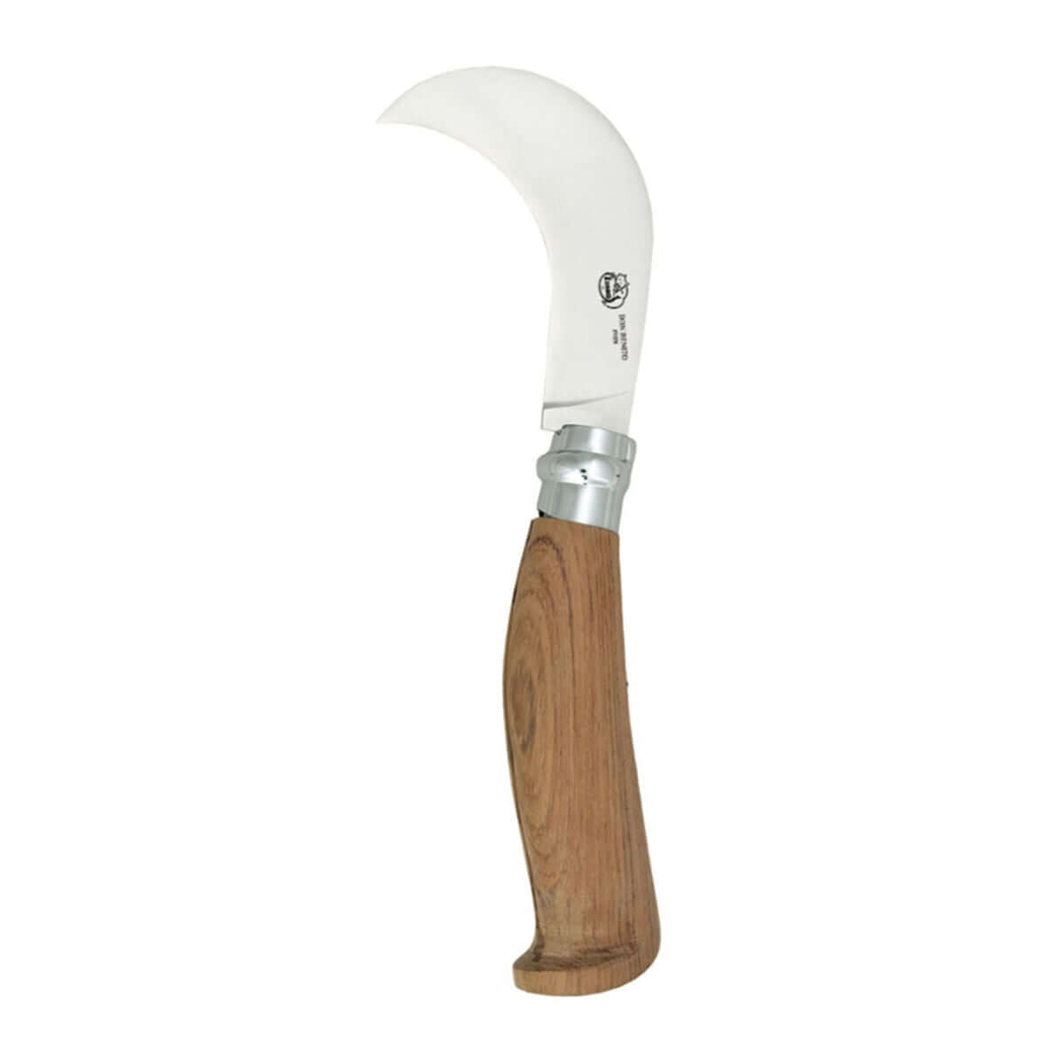 Imex el Zorro Girolock Carving Knife with wooden handle and curved stainless steel blade for outdoor adventures.