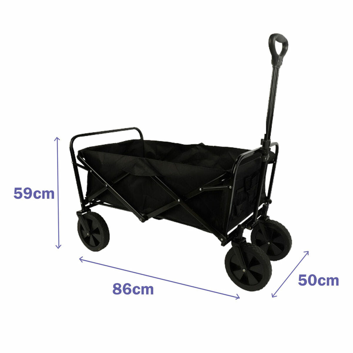 Marbueno Folding Multi-Purpose Trolley Steel 150 KG Black Garden Beach Camping 86X50X59 cm-0