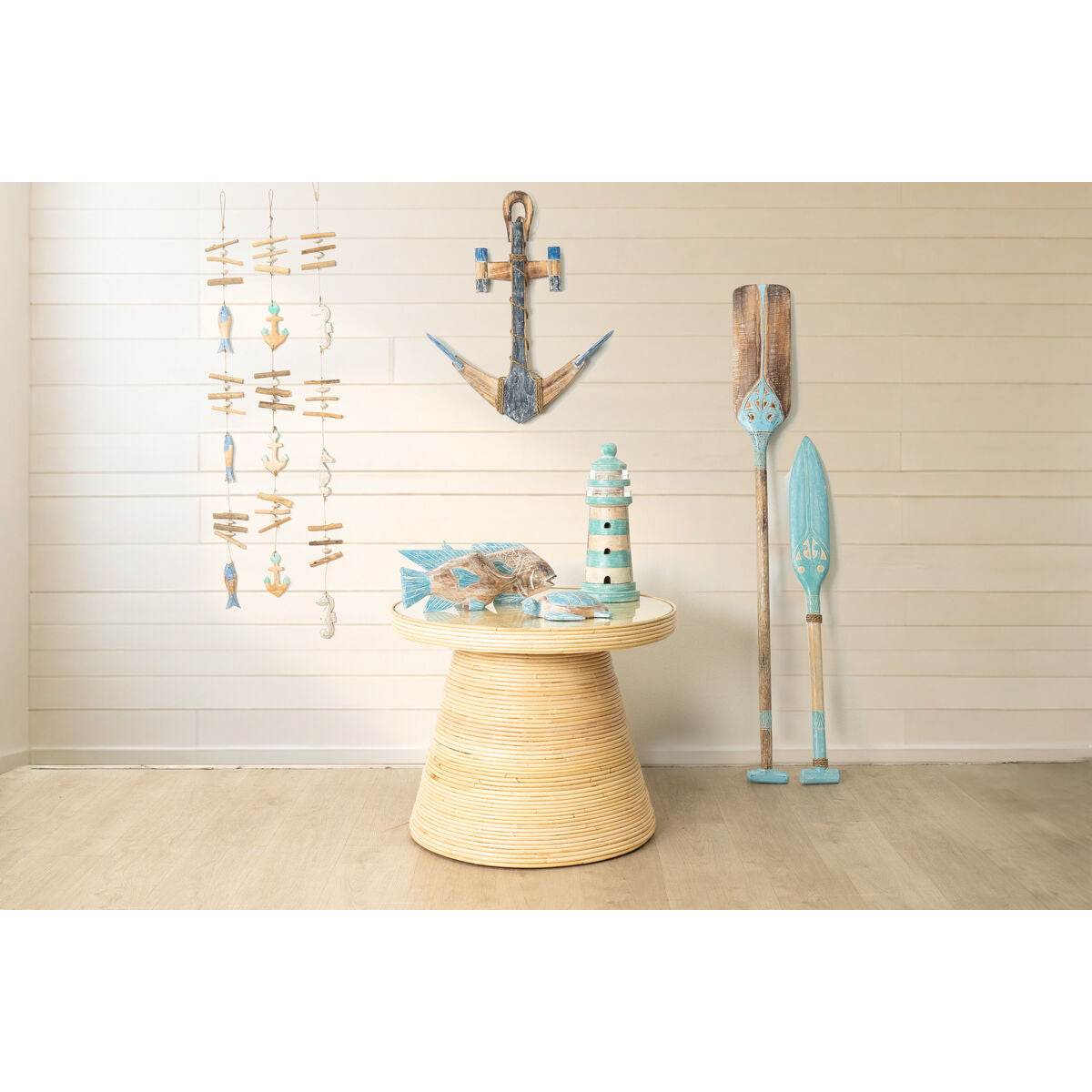 Wall Decoration Romimex Turquoise Natural Paddle 17 x 142 x 4 cm-0