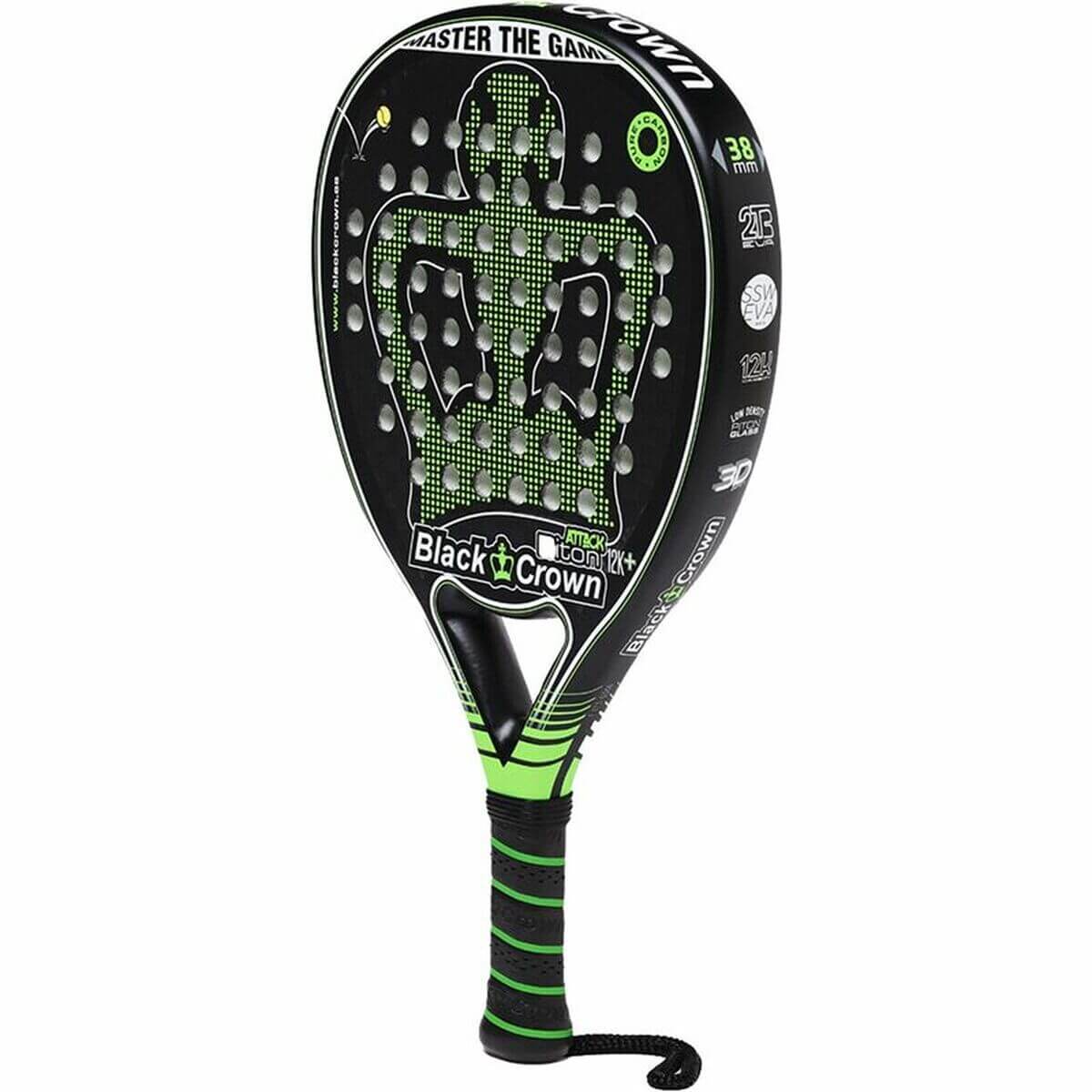 Padel Racket Black Crown Piton Attack 12K Black-0