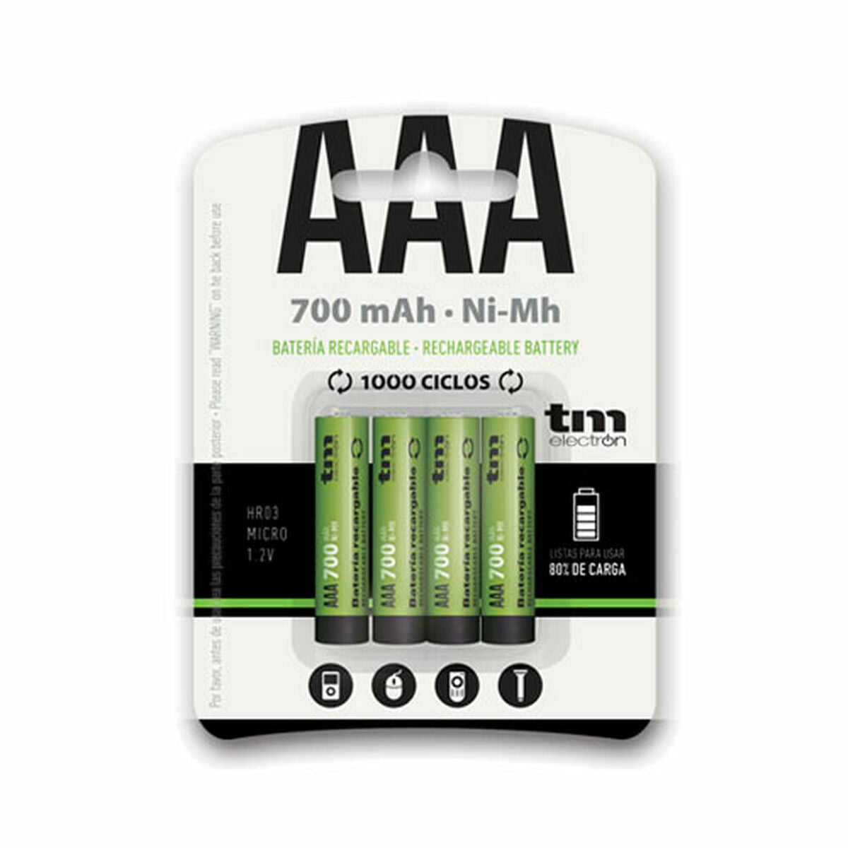 Rechargeable Batteries TM Electron R03 Ni-Mh-0