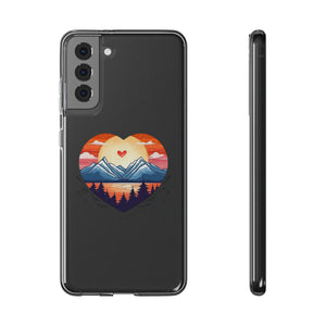 Funda para teléfono con diseño de amor en la montaña