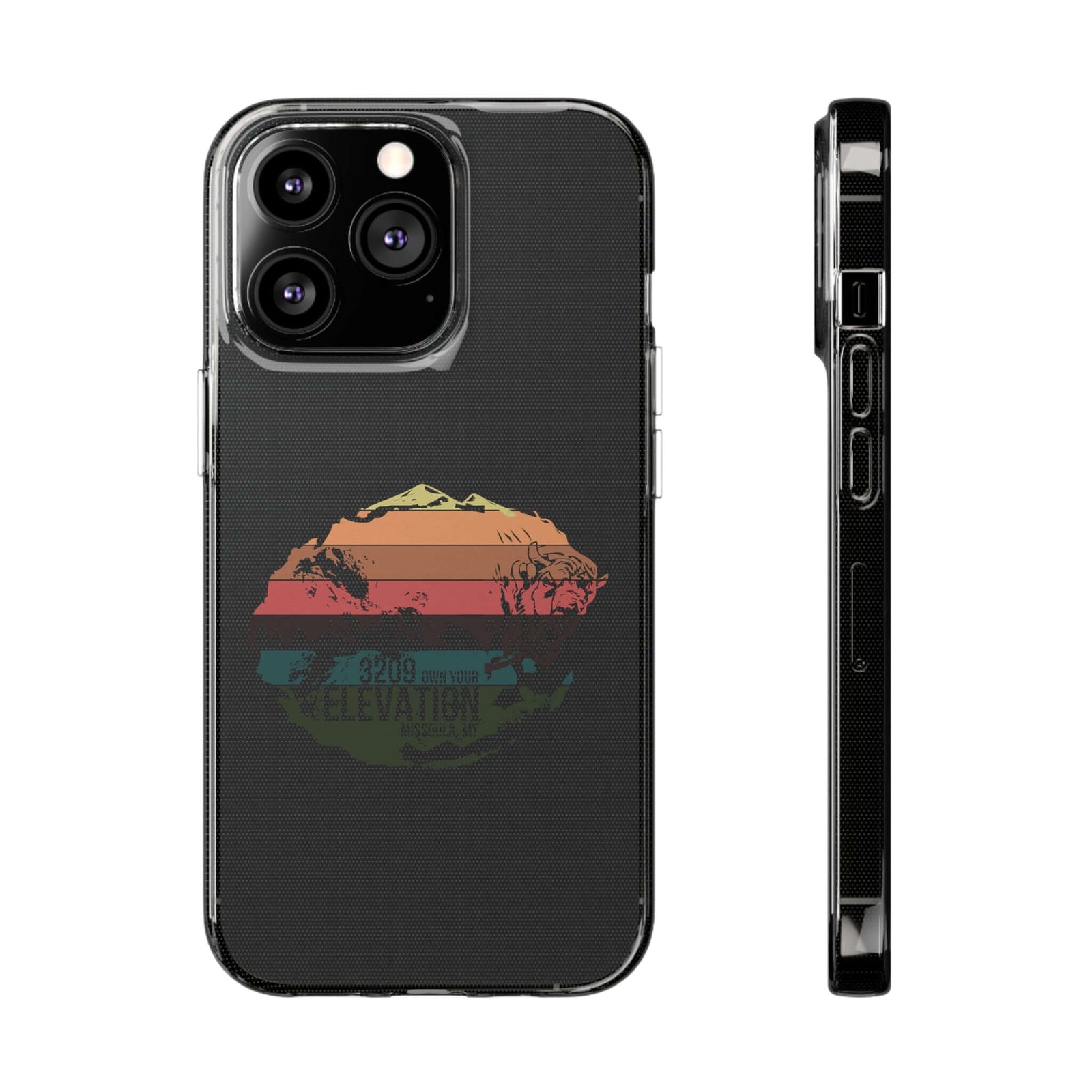 Stylish soft TPU phone case with elevation design; ideal for outdoor adventures and camping. Available at revlando.com.