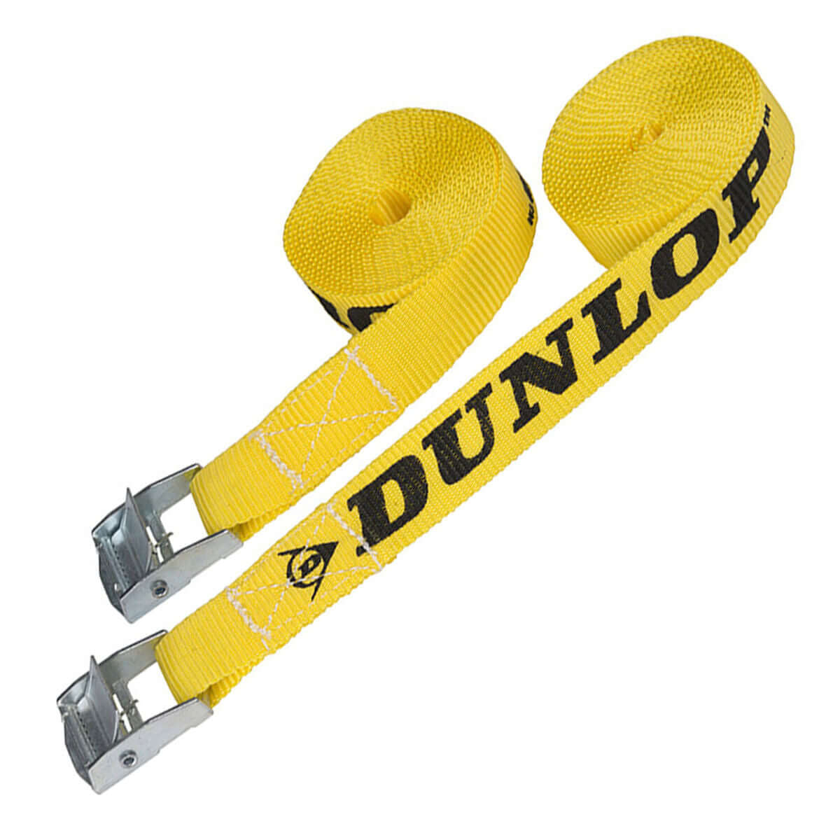 Fastening Strap Dunlop 2.5m yellow nylon strap set for outdoor camping, supports 100kg, ideal for adventures from revlando.com.