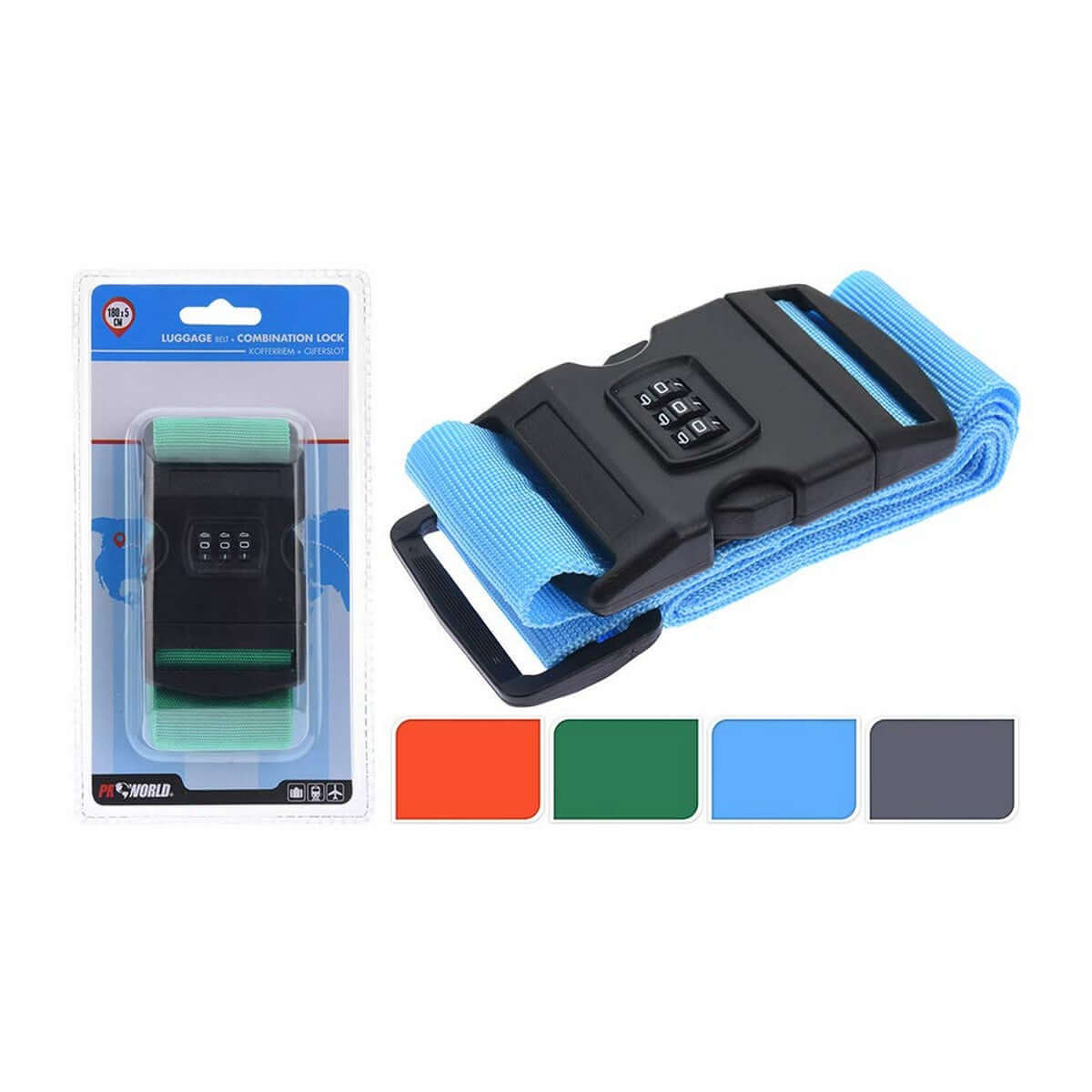 Safety belt suitcase with combination lock in assorted colors for outdoor adventures and camping at revlando.com.