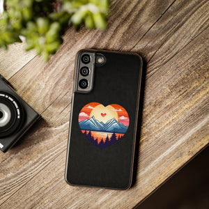 Funda para teléfono con diseño de amor en la montaña