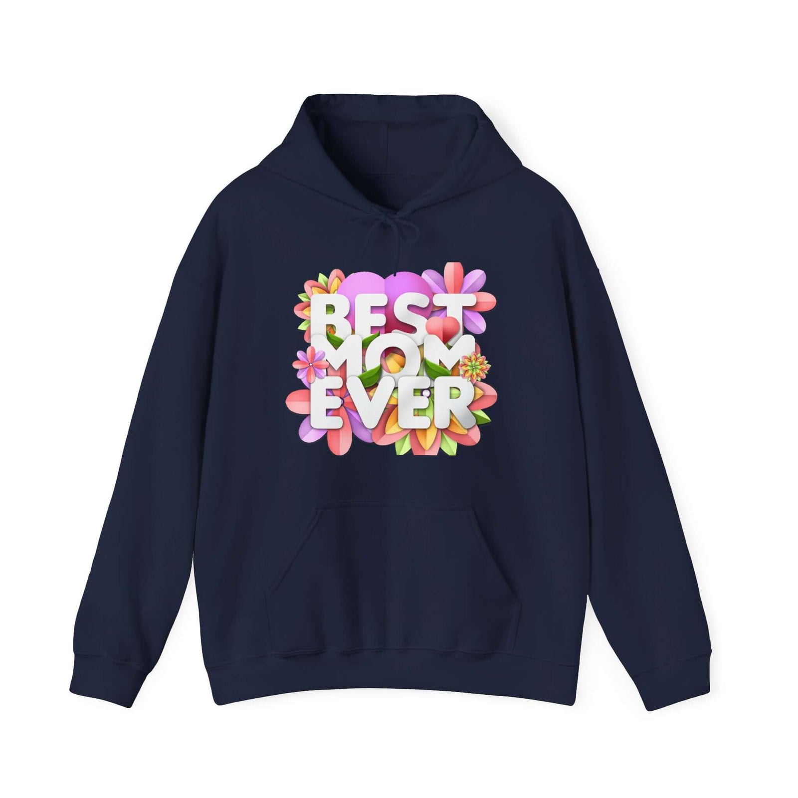 Unisex heavy blend sweatshirt featuring 'Best Mom Ever' floral design, perfect for outdoor adventures and casual wear.