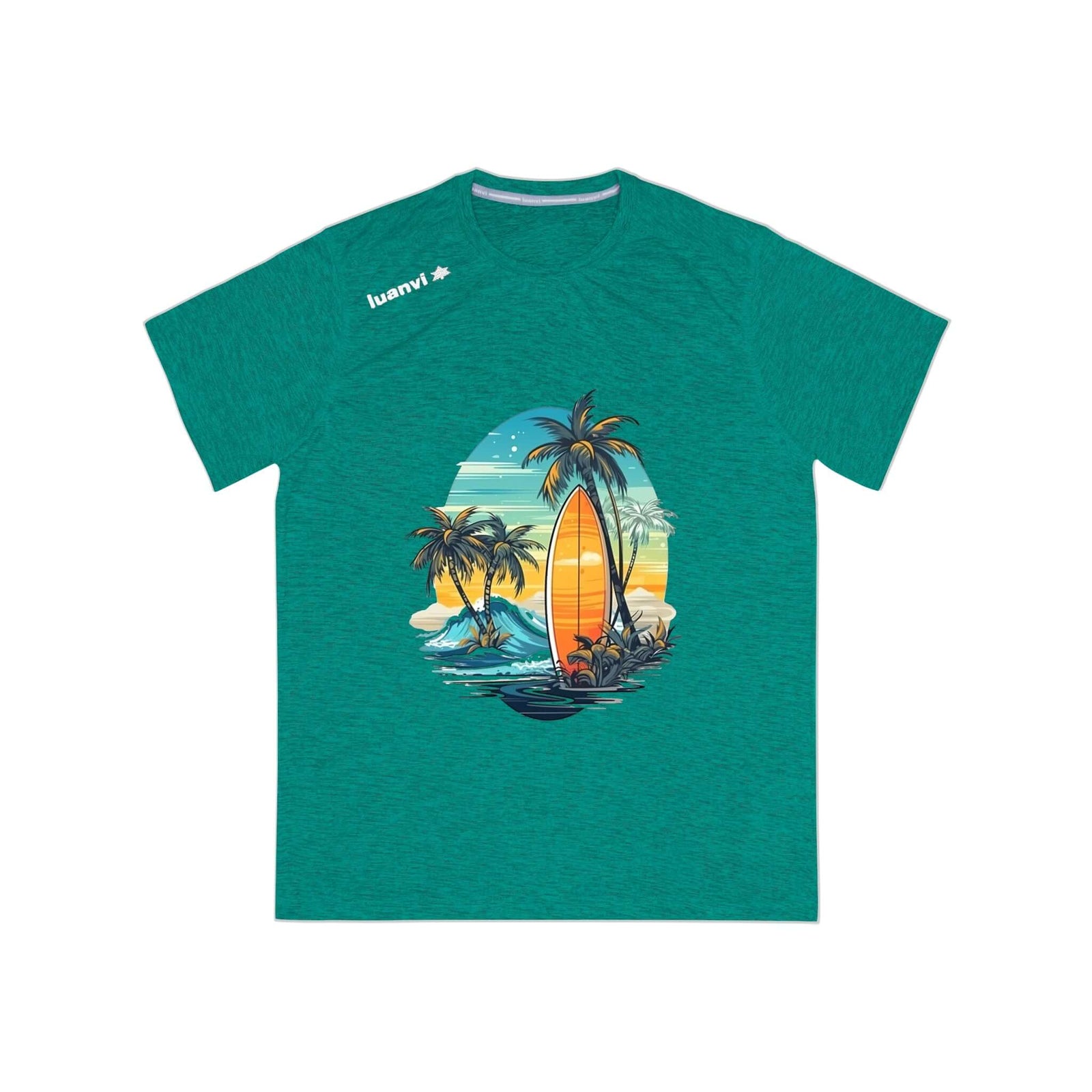 Men's sports t-shirt featuring a surf design, perfect for outdoor adventures and camping at revlando.com.