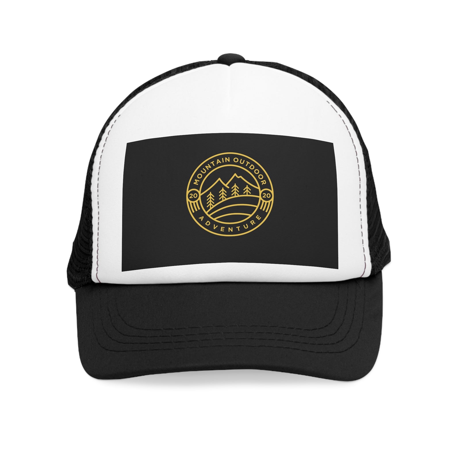 Mesh cap for outdoor adventure featuring mountain logo, perfect for camping and bad hair days.