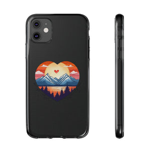 Funda para teléfono con diseño de amor en la montaña