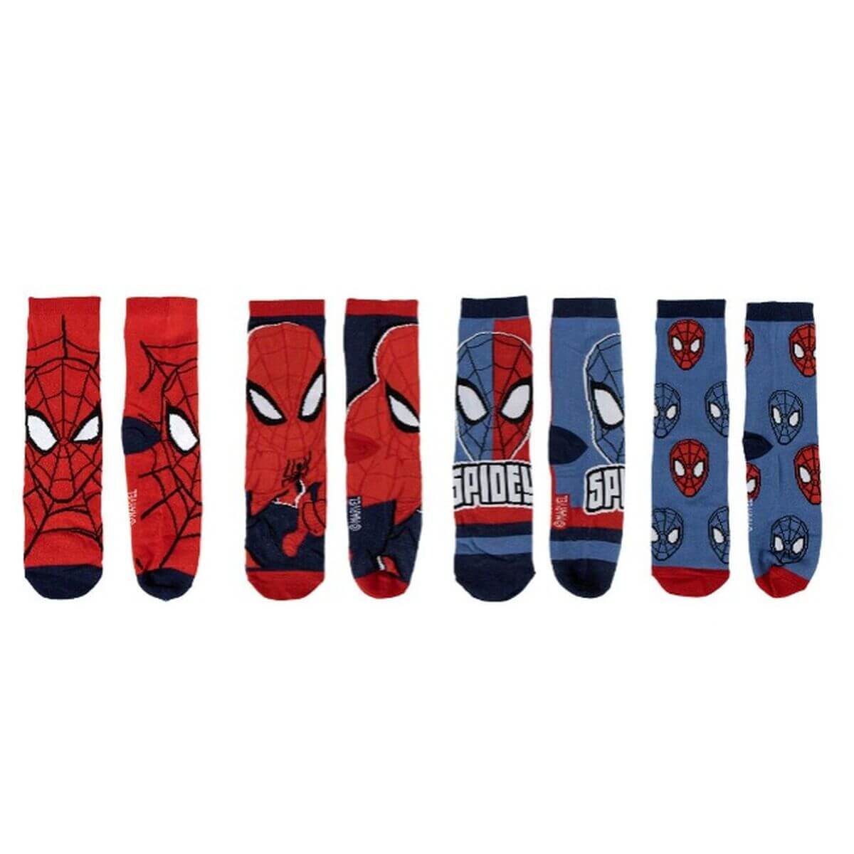 Unisex Spider-Man socks set, 4 pairs in vibrant colors, perfect for outdoor adventures, camping, and everyday wear.
