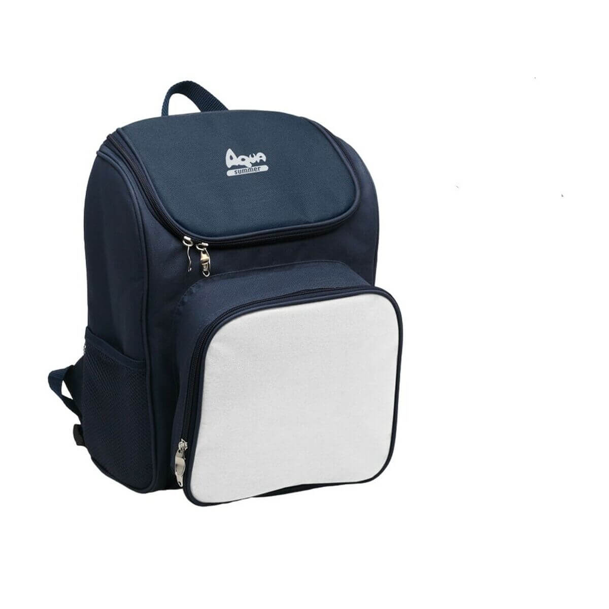 Navy blue cool bag backpack ideal for outdoor camping adventures, dimensions 27 x 37 cm, from revlando.com.