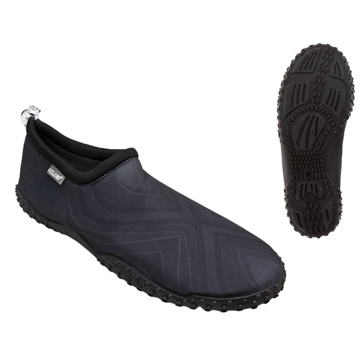 Black rubber slippers for adults, ideal for outdoor adventures and camping. Available at revlando.com.