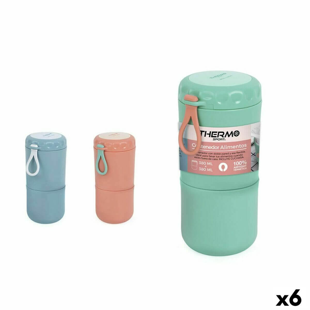 Travel thermos flask ThermoSport Double 380 ml + 380 ml (6 Units)-0