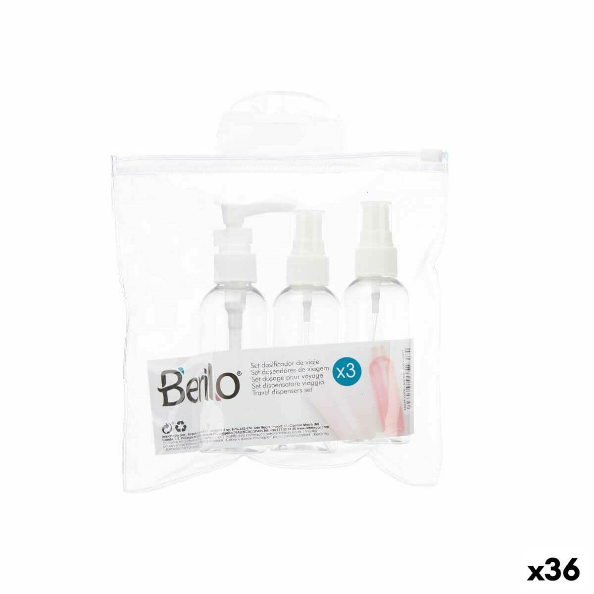 Travel Set Berilo CH56289 White Transparent Plastic (36 Units)-0