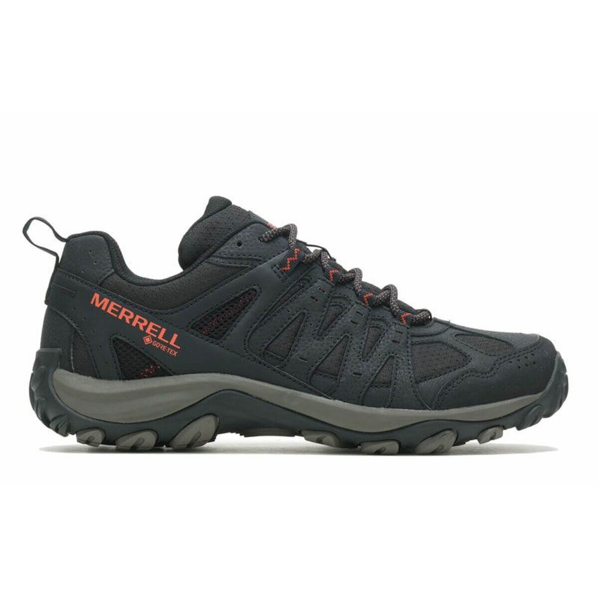Merrell Accentor Sport 3 Mid Hiking Boots in Black for outdoor adventures and camping.