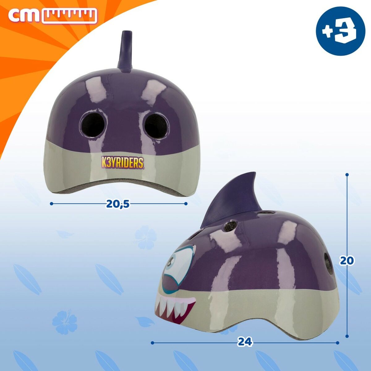 Baby Shark helmet for kids, size 52-55 cm, perfect for outdoor adventures and camping, pack of 4 units.