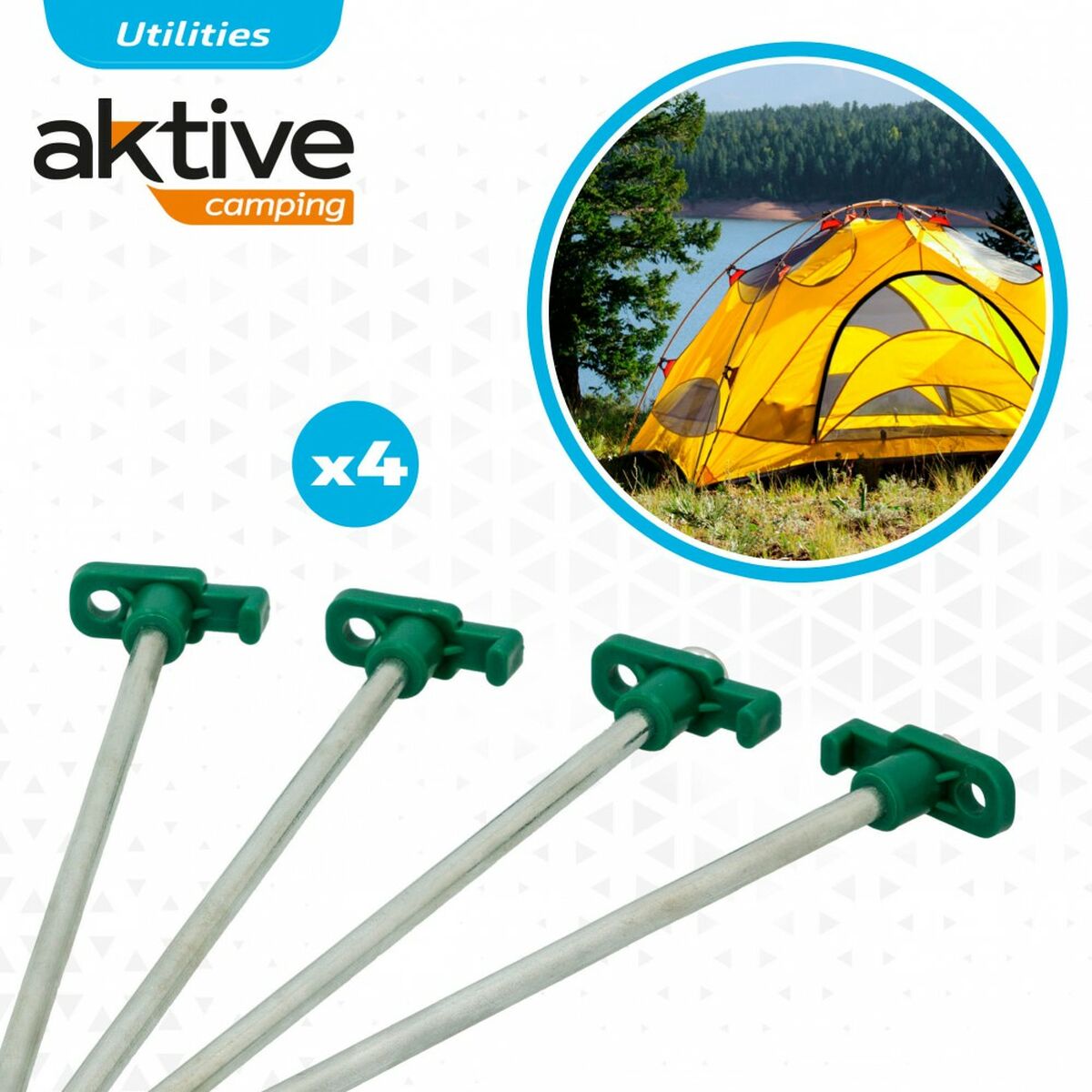 Camping peg Aktive 25 cm 4 Pieces Ø 8 mm (24 Units)-3