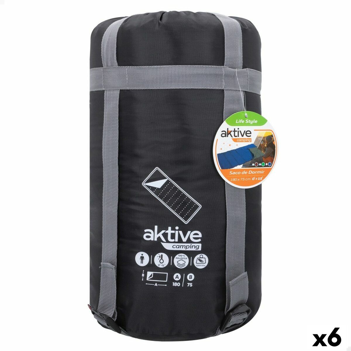 Sleeping Bag Aktive Polyester 170T 180 x 1,5 x 75 cm 6 Units-0