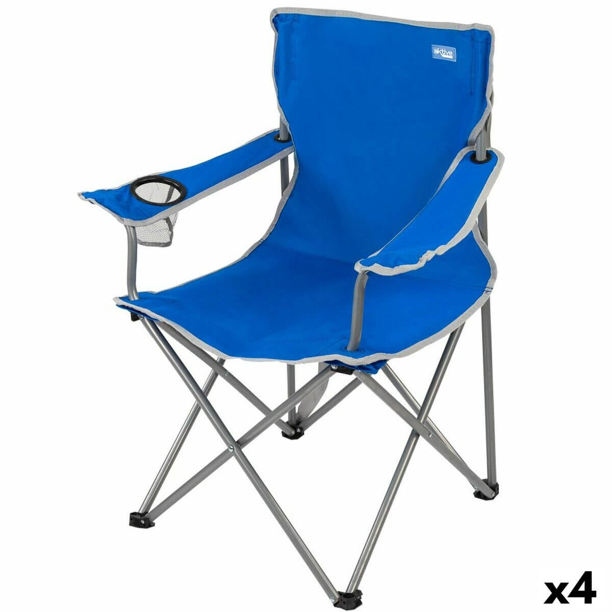 Foldable Camping Chair Aktive Blue 45 x 82 x 47 cm (4 Units)-0