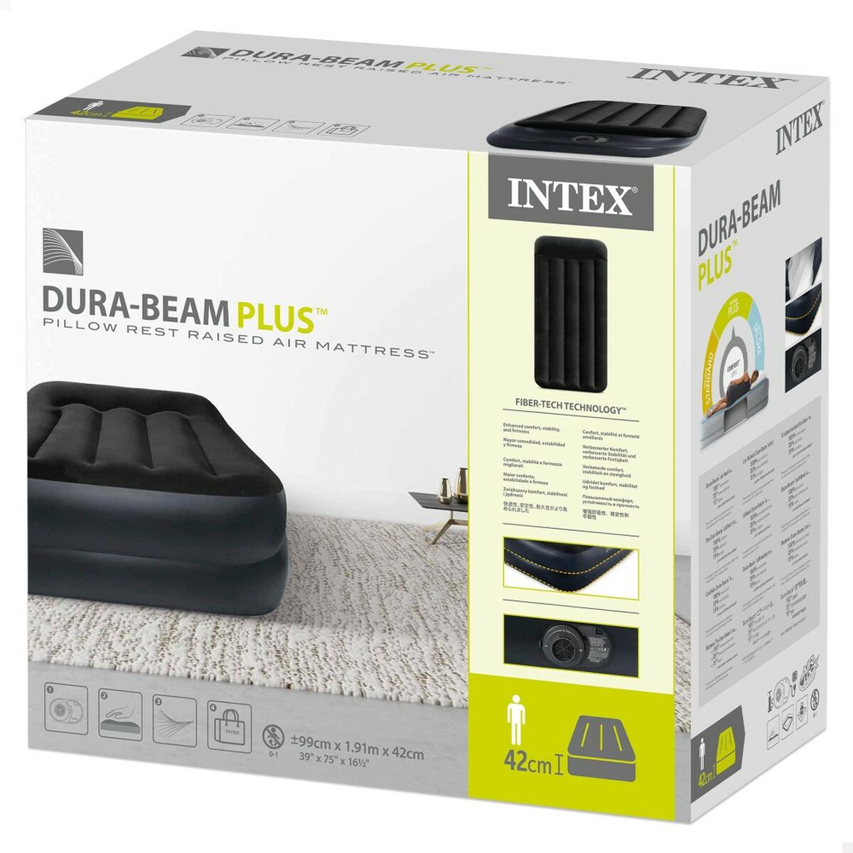 Air Bed Intex for outdoor camping, 99 x 42 x 191 cm, pack of 3, durable and compact for adventures.