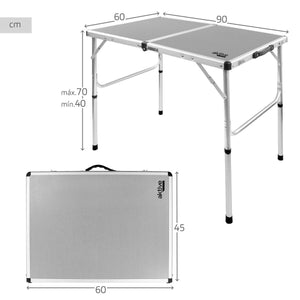 Folding Table Aktive Camping Grey 90 x 70 x 60 cm (2 Units)-3