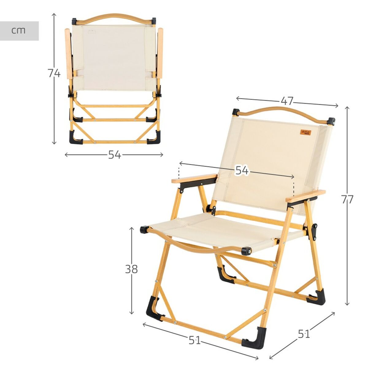 Foldable Camping Chair Aktive Sabana Soil 47 x 77 x 51 cm (2 Units)-3