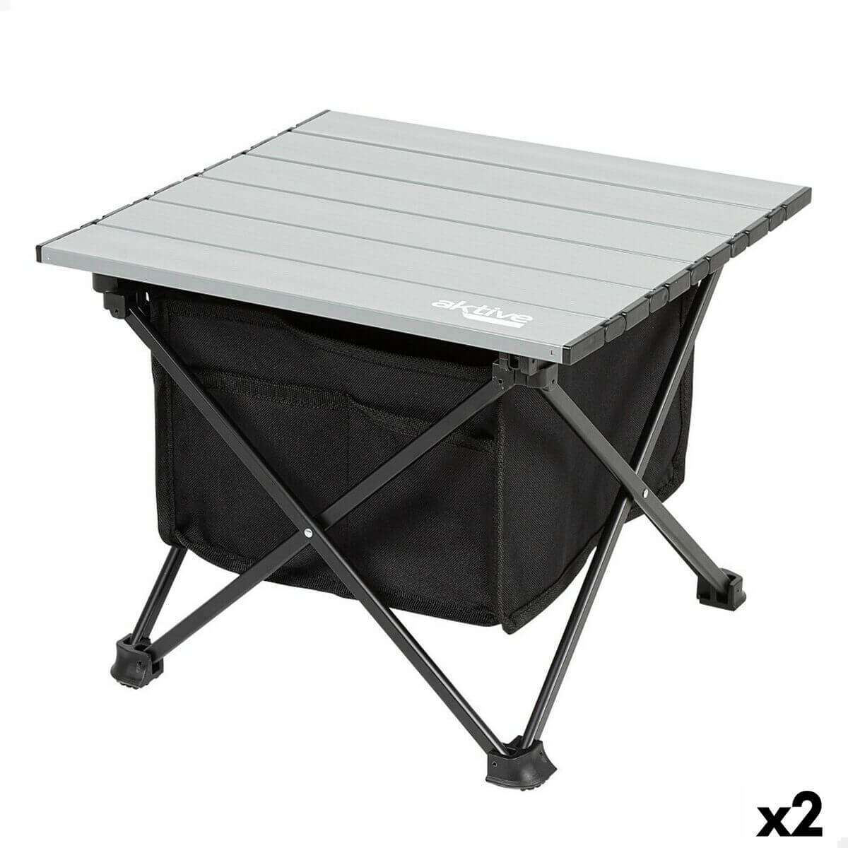Folding table Aktive Camping Pocket, 38x30x34 cm, lightweight aluminum, perfect for outdoor adventures, set of 2.