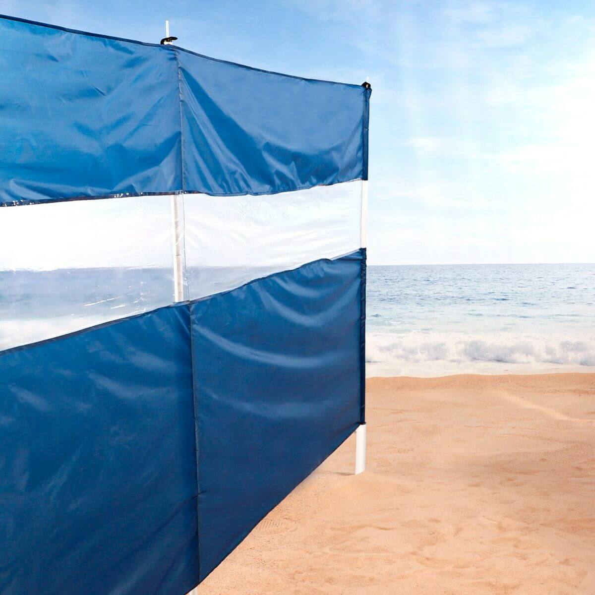 Beach Tent Aktive featuring durable PVC Polyester material at the shore, ideal for outdoor camping adventures.