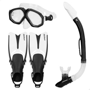 Diving Goggles with Snorkle and Fins AquaSport Black Adults (2 Units)-6