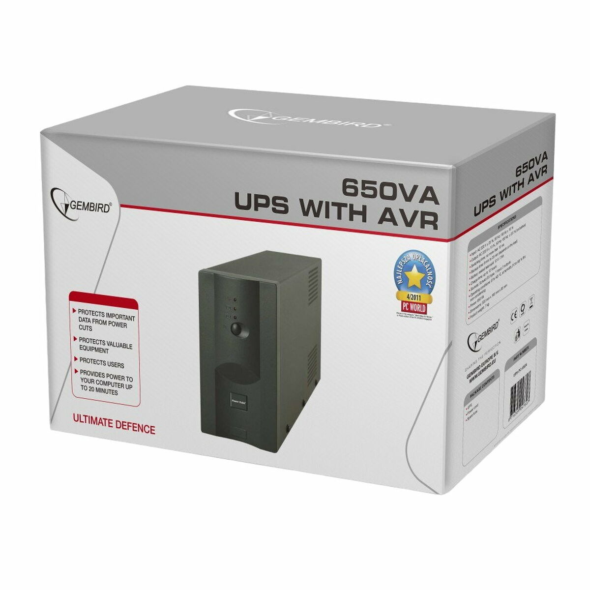 Uninterruptible Power Supply System Interactive UPS GEMBIRD UPS-PC-652A 390 W-0