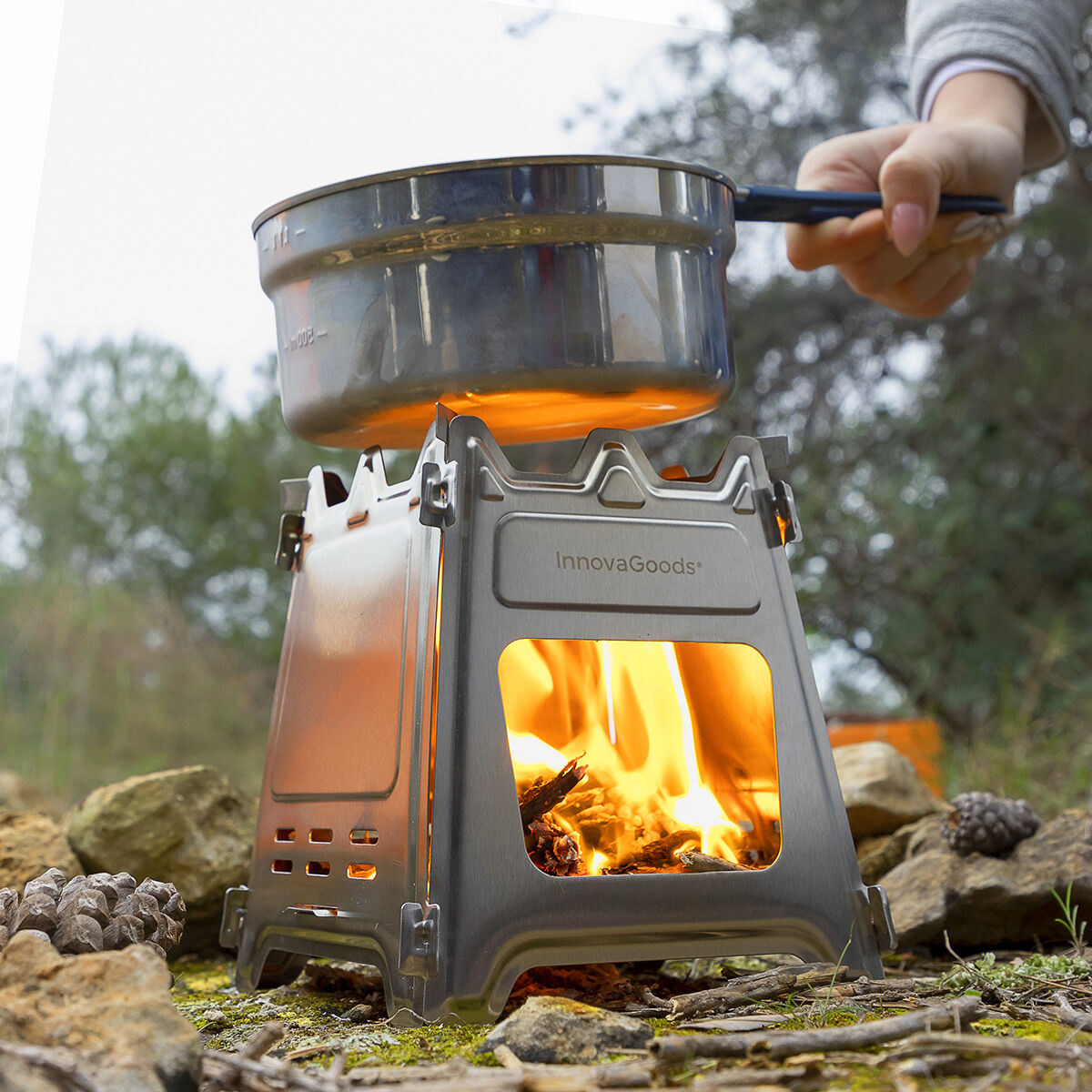 Collapsible Steel Camping Stove Flamet InnovaGoods-8