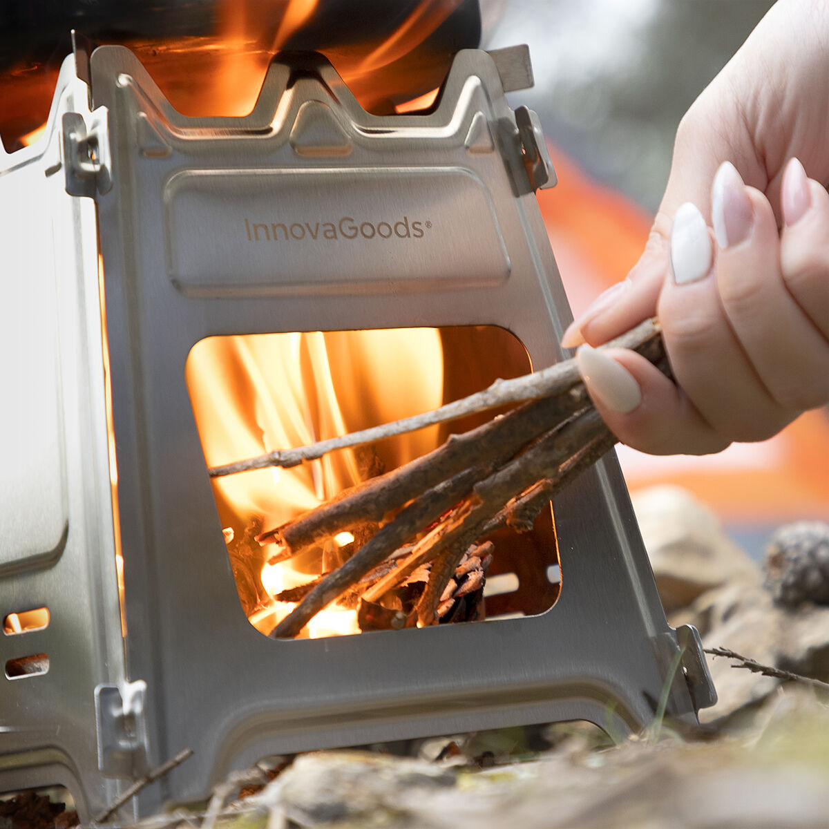 Collapsible Steel Camping Stove Flamet InnovaGoods-7