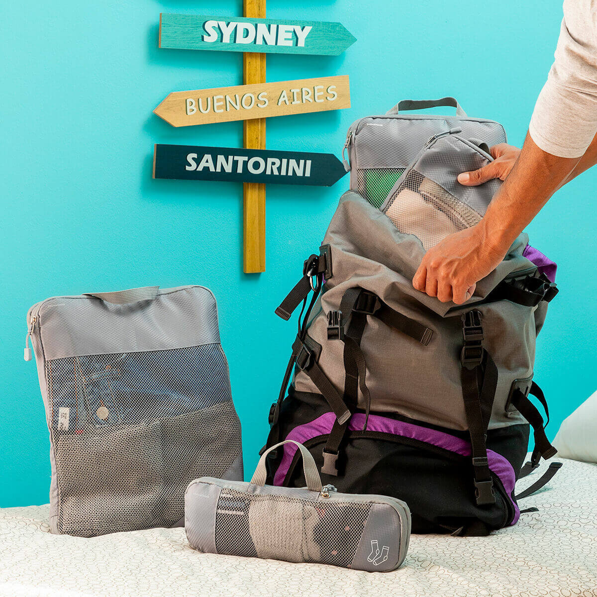 Suitcase Organiser Compression Bags Compakube InnovaGoods 4 Pieces-10