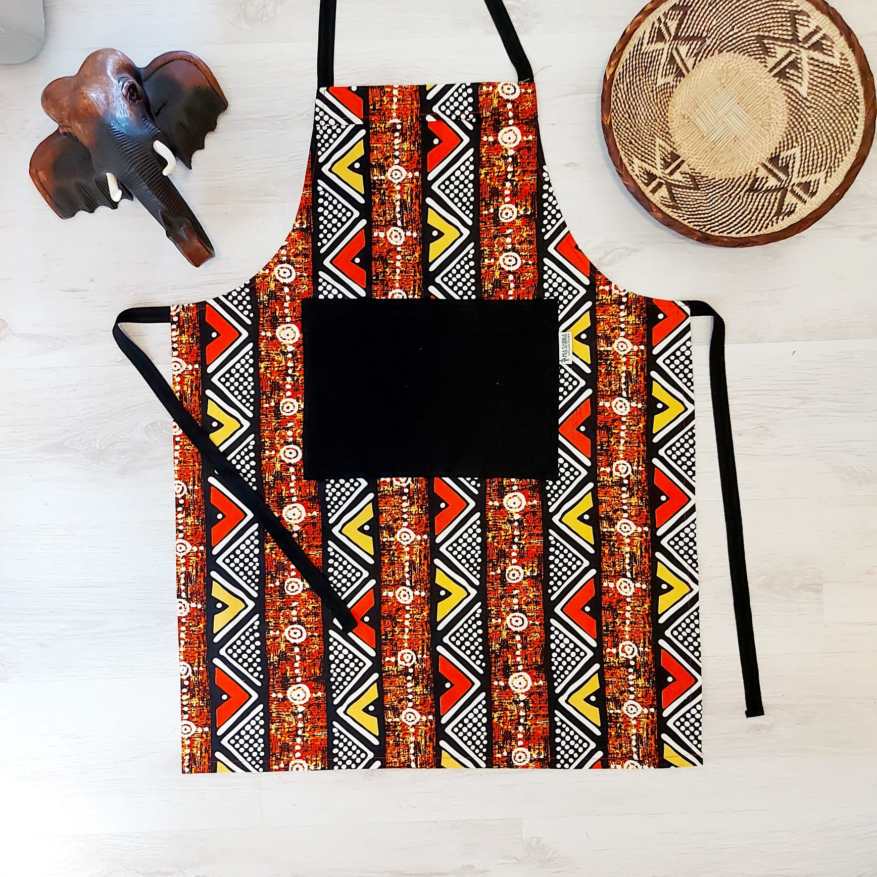 Handmade African Print Apron with Pocket-0