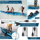 Aqua Spirit Barracuda 15’ 2 Person Tamden Inflatable Stand up Paddle Board SUP Kayak Package, 240KG Limit, 2x Seat, 2x Paddle & Kayak Blade, Pump, Go Pro Mount, Bag, Change Mat