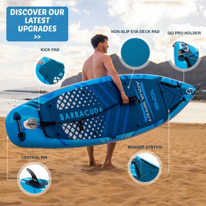 Aqua Spirit Barracuda SUP Inflatable Stand Up Paddle Board 2024, 10'6x32”x6”, Complete Kayak Conversion Kit with Paddle, Backpack, Pump and more accessories, Adult Beginner/Expert, 3 Year Warranty