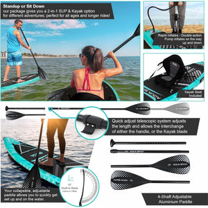 Aqua Spirit Barracuda SUP Inflatable Stand Up Paddle Board 2024, 10'6x32”x6”, Complete Kayak Conversion Kit with Paddle, Backpack, Pump and more accessories, Adult Beginner/Expert, 3 Year Warranty